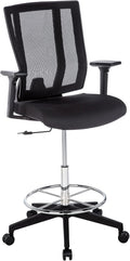 Vari Drafting Chair (VariDesk) - Tall Adjustable Office Chair with Footrest & Rolling Casters - Ergonomic Mesh Back for Lumbar Support - Ideal for Artist, Drafting Desk, or Counter Work - Black