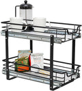 Household Essentials Glidez Multipurpose Paint-Finished Steel Pull-Out/Slide-Out Storage Organizer with Plastic Liners for Under Cabinet Use - 2-Tier Dual-Slide Design, Black