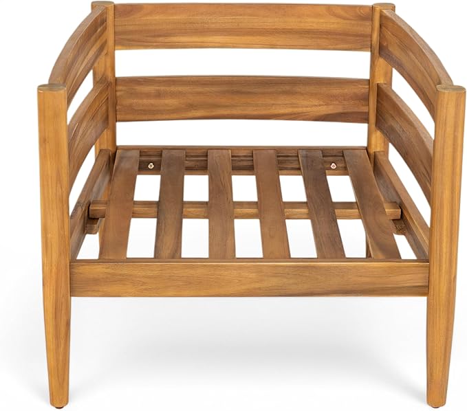 Christopher Knight Home Annie Acacia Wood Outdoor Chairs Set of 2, Patio Lounge Chair Outdoor with Slatted Back, Accent Chair with Cushions, Stylish Armchair for Balcony/Garden, Dark Gray + Teak