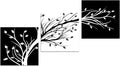 Wieco Art Leaves Modern 3 Panels Flowers Artwork Giclee Canvas Prints Black and White Abstract Floral Trees Pictures Paintings on Canvas Wall Art for Living Room Bedroom Home Decorations