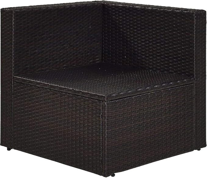 Crosley Furniture Palm Harbor Corner Outdoor Sectional Chair, Wicker Patio Chairs for Porch, Deck, Backyard, Brown with Gray Cushions