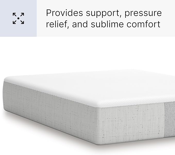 Signature Design by Ashley Twin Size Cool Max 12 Inch Medium Plush Cooling Gel Infused Memory Foam Mattress for Pressure Relief, Fiberglass Free, Mattress in A Box
