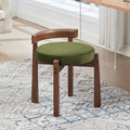 Modern Vanity Chair Upholstered Small Ottoman Footstool, Make Up Stool Velvet Fabric with Backrest Wooden Frame for Living Room Bedrooms, 1PC, Green