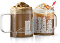 Greenline Goods – Cincinnati, OH Skyline Glass Coffee Mugs (Set of 2), 15 oz – Etched Wrap Design