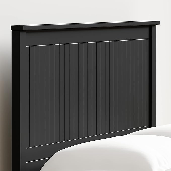 Glenwillow Home Wainscott Wood Panel Headboard in Black - King Size