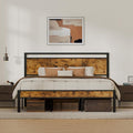 Z-hom Upgraded King Size Bed Frame, Heavy Duty Metal Sturdy King Bed Frame with Modern Wood Headboard & Footboard, Stable Platform Bed Furniture Bed Storage, No Noise, No Box Springs, Vintage Brown