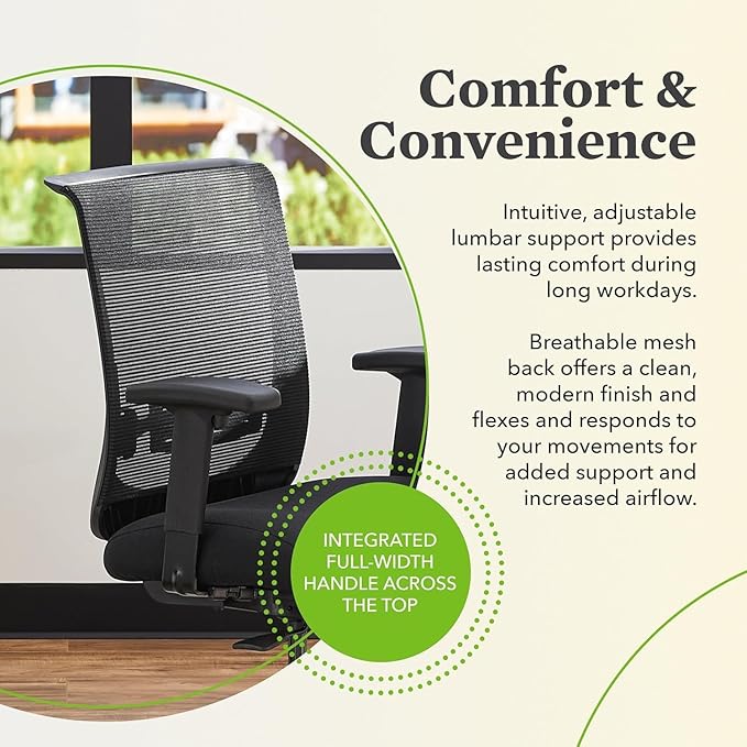 HON Convergence Ergonomic Office Chair, Breathable Back Support Mesh, Adjustable Arms, Computer Chair with Lumbar Support, Rolling Swivel Wheels, Comfortable Synchro-Tilt Recline, Fabric, Ruby