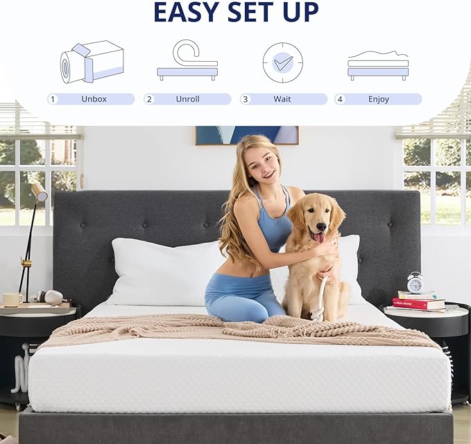 Twin Mattress 5 Inch Green Tea Memory Foam Mattress for Cool Sleep & Pressure Relief, Medium Firm Feel, Fiberglass Free, Bed in a Box, Removable Washable Cover, CertiPUR-US Certified