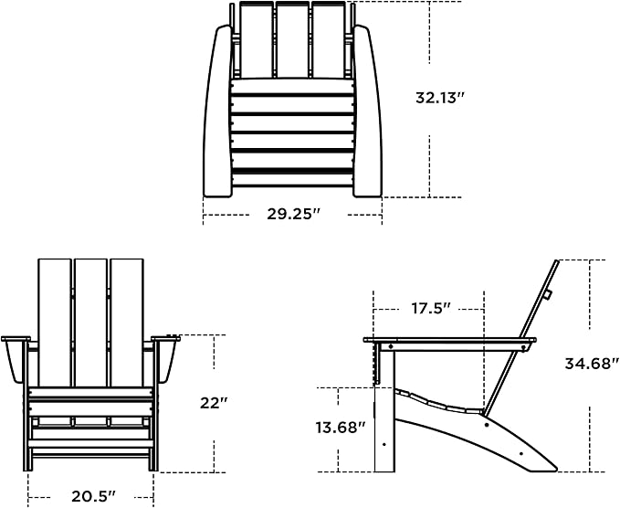 POLYWOOD Stackable Adirondack Chair, Green, Polyethylene