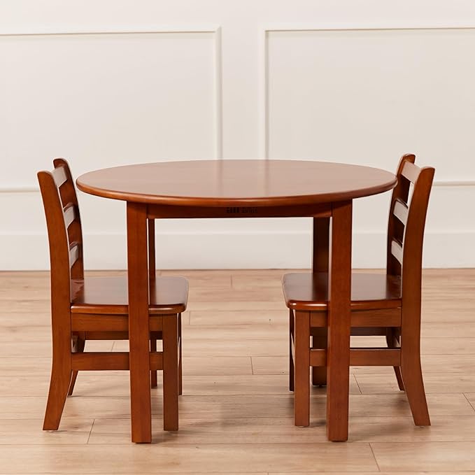 ECR4Kids 30in D Round Hardwood Table with 22in Legs, Kids Furniture, Dark Walnut