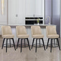 MINCETA Bar Stools Set of 4, PU Leather Barstools, 26 Inch Upholstered Counter Stools with High Back and Footrest, Swivel Counter Height Barstools for Kitchen Island Home Bar Khaki