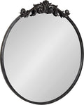 Kate and Laurel Arendahl Ornate Glam Round Mirror, 24 Inch Diameter, Black, Dramatic Baroque Style Wall Mirror for Vintage Antique Inspired Home Decor Aesthetic