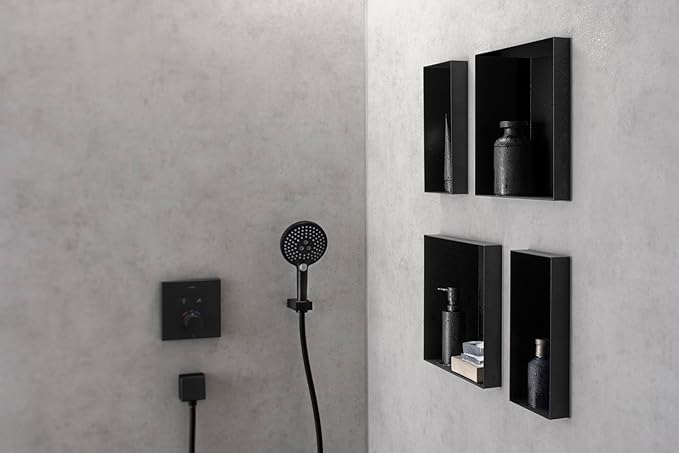 hansgrohe XtraStoris Minimalistic Recessed Wall Niche with Open Frame 12"x 6"x 5.5" in Matte White, 56076700