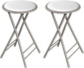 Lavish Home Set of 2 Counter Height Bar Stools - 24-Inch Backless Folding Chairs with 225lb Capacity for Kitchen, Rec Room, or Game Room (White)