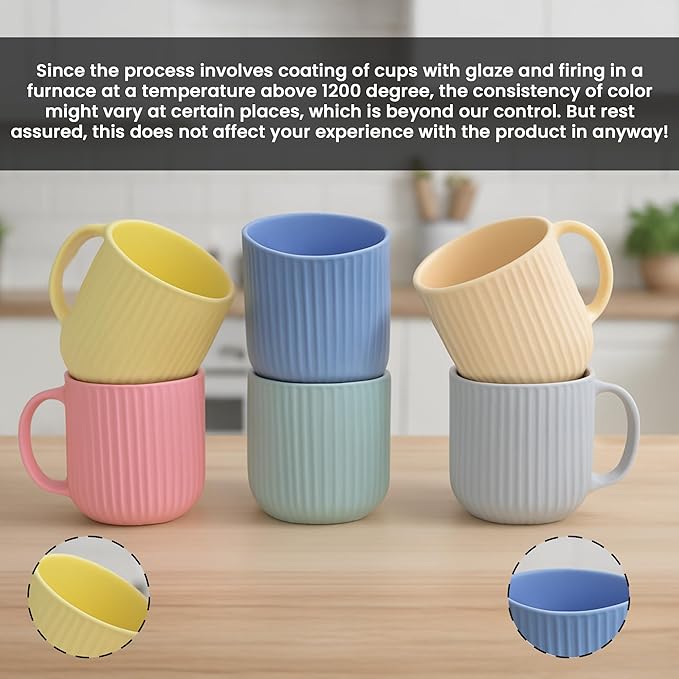 Servo Best Handmade Cermaic Coffee Mug set of 6, Capacity of Ceramic Cup 11 Oz, Coffee Lover, Ideal Gift for Thanksgiving, Home décor, Microwavable & Dishwasher Safe - Pack of 6 Multicolor