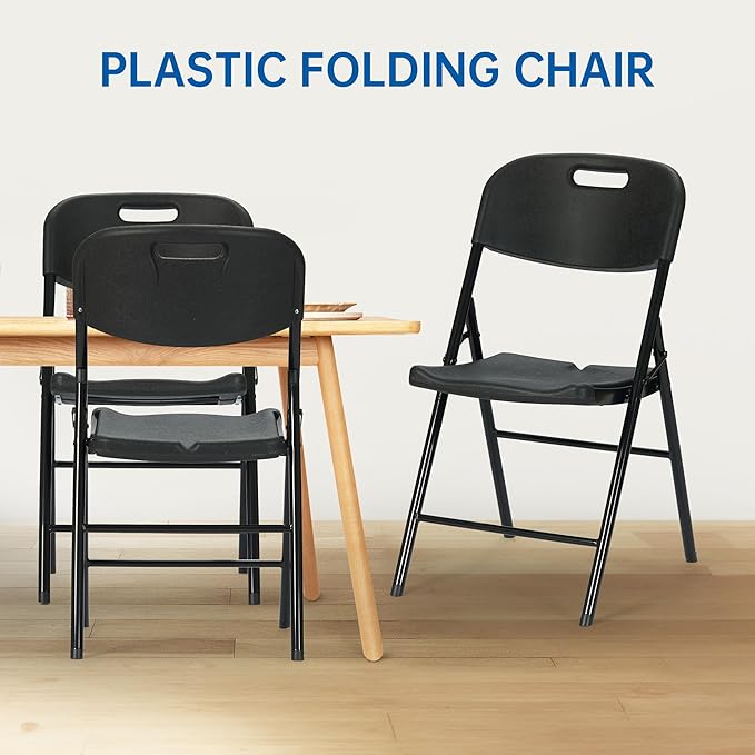 10 Pack Thicker 800 LBS Black Folding Chairs, Commercial Grade Folding Chair, Foldable Chairs for Events