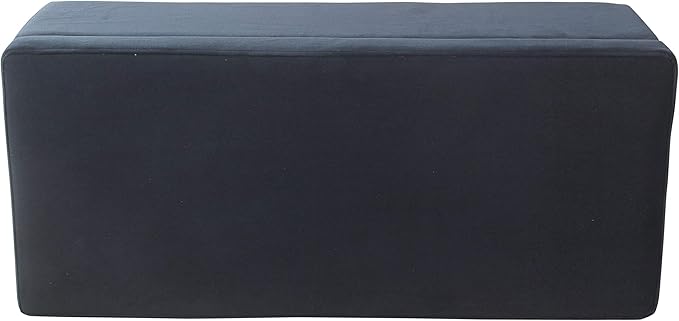 HomePop Large Upholstered Rectangular Storage Ottoman Bench with Hinged Lid, Navy
