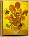 Wieco Art Framed Wall Art of Vase with Fifteen Sunflowers by Vincent Van Gogh Paintings Reproduction Abstract Canvas Prints for Home Living Room Decorations Bronze Gold Frame