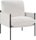 FLEXISPOT Accent Chair for Living Room,Arm Chair for Bedroom,with Wide Large Plus Size Cushion,Metal Frame,Reading Bedroom Chair Armchair for Home/Office/Cafe/Apartment/Waiting Room,White