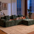 101.65” Modular Sectional Couch for Living Room, Modren L-Shape Cloud Sectional 3-Seater Sofa with Movable Ottoman, Woven Texture Upholstery Boneless Couch, No Assembly, Green