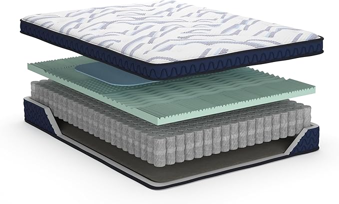 Signature Design by Ashley California King Size Stack 12 Inch Hybrid Medium Plush Cooling Gel Infused Memory Foam Mattress for Pressure Relief, Fiberglass Free, Mattress in A Box
