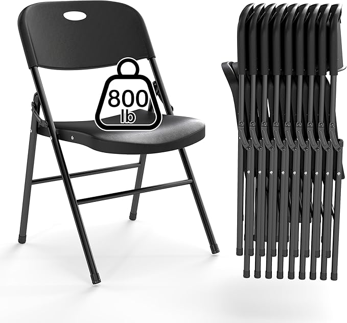 100 Pack Folding Chair, 800 Weight Limit Heavy Duty Plastic Folding Chair Portable Seating for Indoor Outdoor Events, Wedding, Party, Restaurant, Meeting Room Black