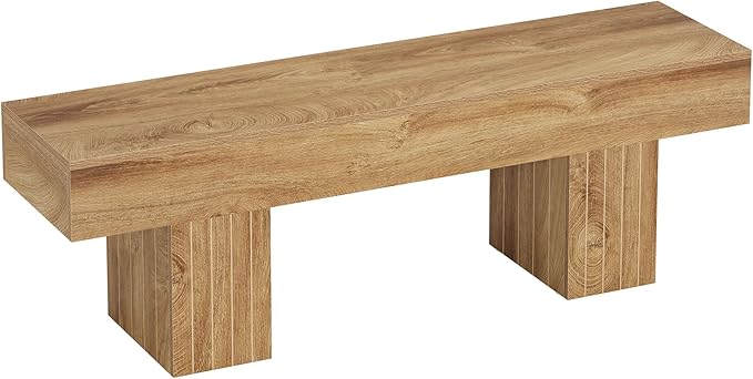 Tribesigns 55" Dining Bench, Farmhouse Wooden Entryway Bench, End of Bed Bench, Indoor Bench for Bedroom, Dining Room, Kitchen, Hallway, Light Brown