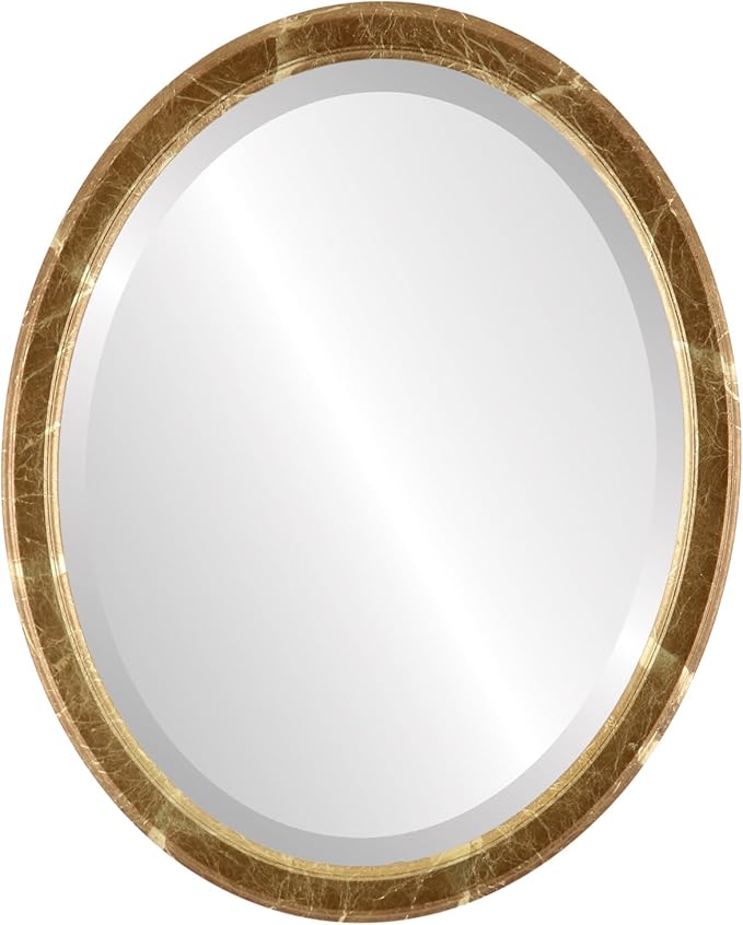 OVALCREST Oval Beveled Wall Mirror for Home Decor - Toronto Style - Champagne Gold - 26" x 20"