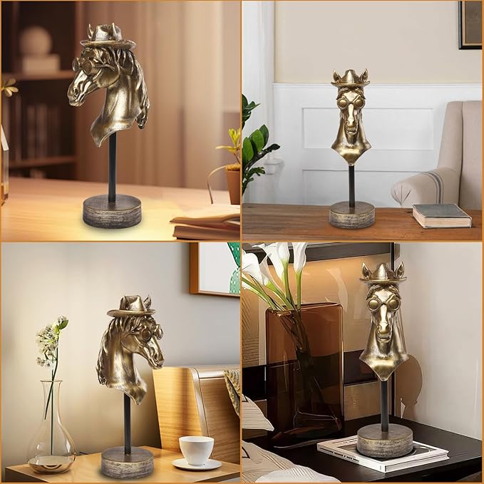 Handcrafted Resin Sculpture (Bronco)- Modern Home Decor Accent, Trending Living Room & Office Decor, Elegant Tabletop & Shelf Decor for Desk, Bookshelf, Nightstand - Unique Gift Idea