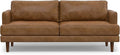 SIMPLIHOME Livingston 76-inch Wide Sofa in Caramel Brown Top Grain Genuine Leather, Handcrafted Mid-Century Modern Loveseat for Living Room, Compact 2-Seater with Feather-Wrapped Cushions