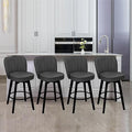 MINCETA Bar Stools Set of 4, PU Leather Barstools, 26 Inch Upholstered Counter Stools with Backrest and Footrest, Swivel Counter Height Barstools for Kitchen Island Home Bar Dark Gray