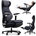 EMIAH Ergonomic Office Chair with Foot Rest Electric Reclining Office Chair with Adjustable Headrest, 8D Coordinated Armrests High Back Computer Desk Chair with Lumbar Support, Genuine Leather(Black)