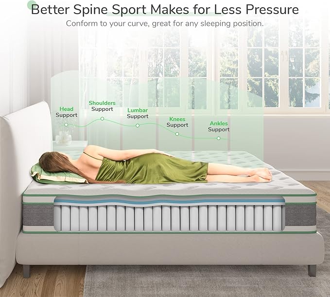 Novilla Queen Mattress, 12 Inch Hybrid Mattress in a Box, Innerspring Mattress with Gel Memory Foam for a Cool Sleep, Pressure Relief, Medium Firm Pillow Top Mattress, Groove