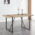 55'' Dining Table for 4-6, Wood Kitchen Table with Metal Legs, Dinner Table for 4-6 for Home Dining Room Living Room