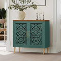 ARTPOWER Accent Cabinet with 2 Doors, Vintage Hollow Carving Buffet Cabinet, Sideboards and Buffets with Storage, Credenza for Living Room, Kitchen, Dining Room, Entryway, Hallway, Green