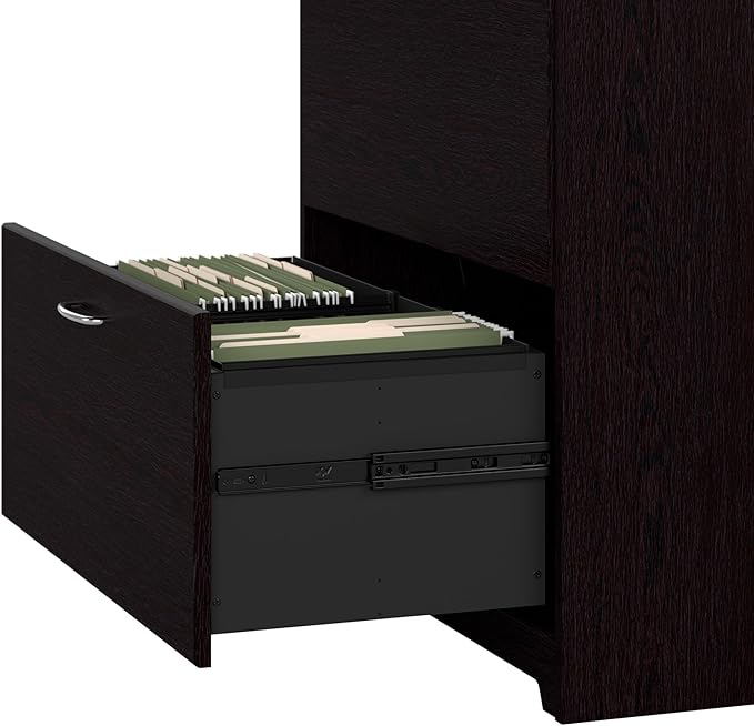 Bush Furniture Lateral File Cabinet - Cabot Collection 2 Drawer File Cabinet with Chrome Hardware | Elegant Filing Cabinet for Home Office, Letters, Legal and A4 Files | Espresso Oak
