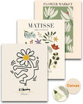 HesenDot Unframed Floral Wall Art Set of 3,12x16in Matisse Canvas Prints,Abstract Keith Haring Botanical Posters Decor,Minimalist Modern Flower Artwork for Living Room Bedroom Office Home