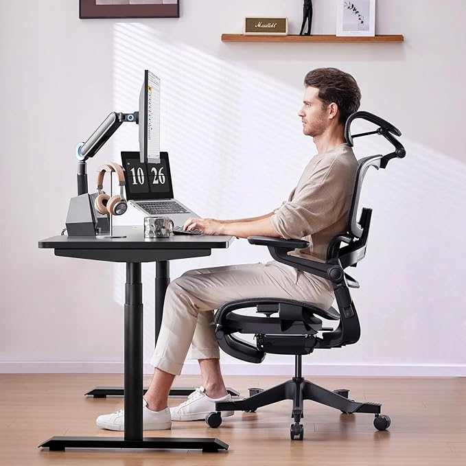 HINOMI H1 Pro V2 Ergonomic Office Chair with Foot Rest - Comfy Home Office Desk Computer Chair, Comfortable Mesh Seat with Adjustable Back Support (Black, Medium)