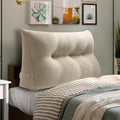 WOWMAX Wedge Pillow Headboard Dorm Headboard Twin XL Bed Bolster Pillow for Bed with Removable Cover, 85% Linen 15% Cotton Blend, Natural Color