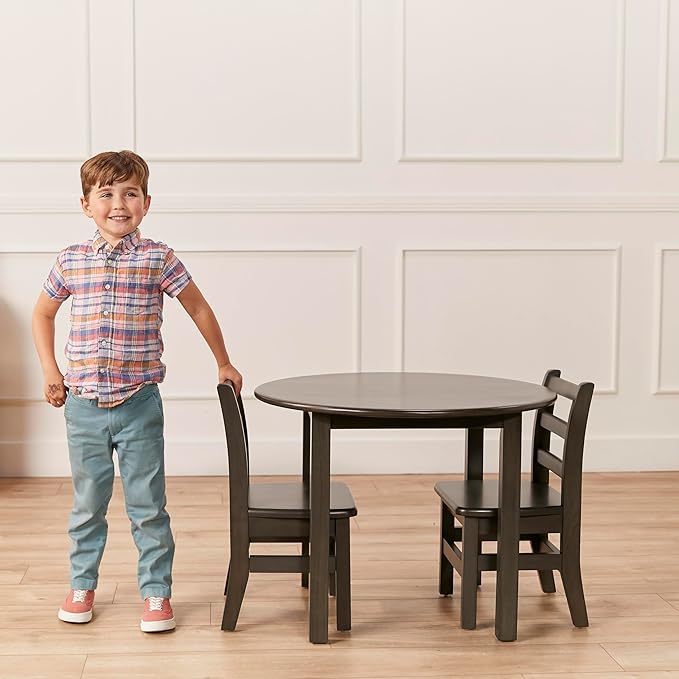 ECR4Kids 30in D Round Hardwood Table with 22in Legs, Kids Furniture, Grey Wash