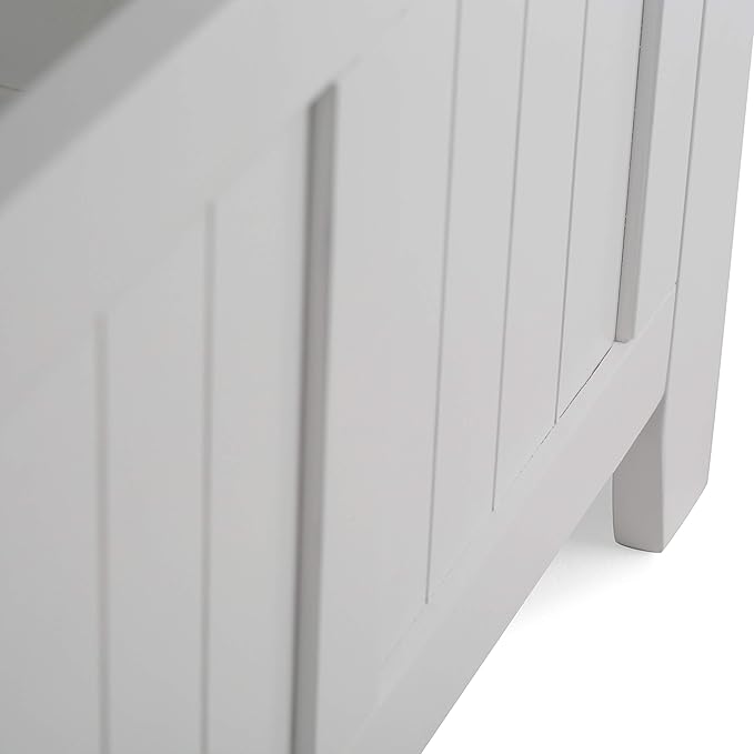 SIMPLIHOME Acadian Entryway Storage Bench - 48 inch Wide Solid Wood Hallway Seat in White, Transitional Bench for Entryway or Living Room with Lift-Up Lid and Spacious Storage