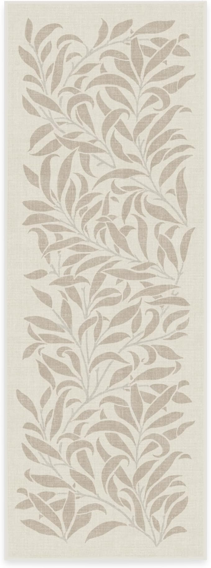 RUGGABLE x Morris & Co Machine Washable Runner Rug – Pure Willow Boughs Natural 2.5x7, Stain-Resistant, Non-Slip – Washable Rug for Hallway, Entryway, Living Room & Kitchen–with Cushioned Pad