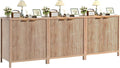 Sideboard Buffet Cabinet Set of 3, 31" Storage Cabinet with 2 Doors and Adjustable Shelves, Sideboard Console for Dinning Room, Kitchen and Living Room - Oak
