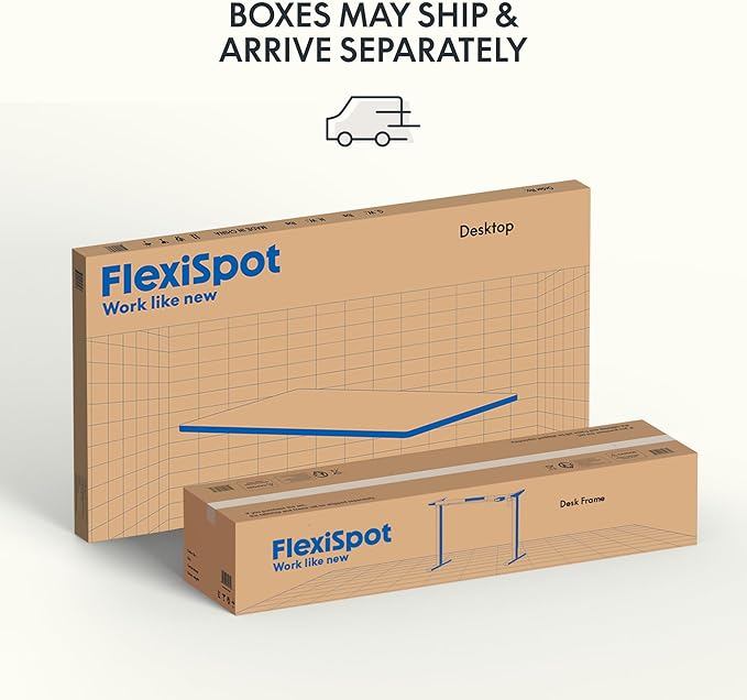 FLEXISPOT EN1 One-Piece Electric Standing Desk, 55 x 28 inch Stand Up Desk for Home Office (Silver Frame + 55" Natural Top, 2 Packages)