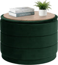 PINPLUS Large Round Velvet Storage Ottoman, Bottle Green Upholstered Footstool with Hidden Storage, Sturdy Coffee Table Ottoman for Living Room & Bedroom