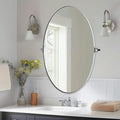 ANDY STAR Oval Bathroom Mirror, 22" x 34" Chrome Stainless Steel Metal Frame Pivoting Mirror for Over Sink with Adjustable Tilting Design, Vanity Mirror for Modern Wall