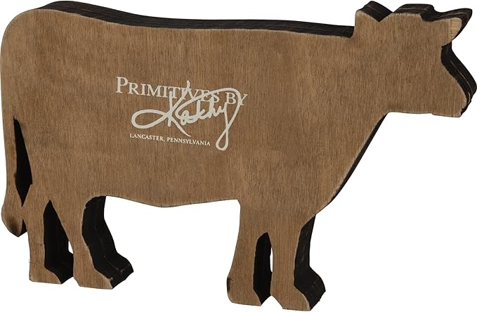 Primitives by Kathy Home is Where The Herd is Cow Black White Farmhouse Chunky Sitter Tier Tray Wood