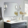 ANDY STAR 30”x40”Brushed Nickel Mirror for Bathroom, Rounded Rectangle Bathroom Mirror, Modern Metal Mirror in Premium Stainless Steel Frame, 1”Deep Set Design Hangs Horizontal Or Vertical