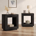 Tribesigns Rustic Brown End Table, 24" Side Table with Storage Shelf, Farmhouse Style Nightstand Bedside Table (2, Black)