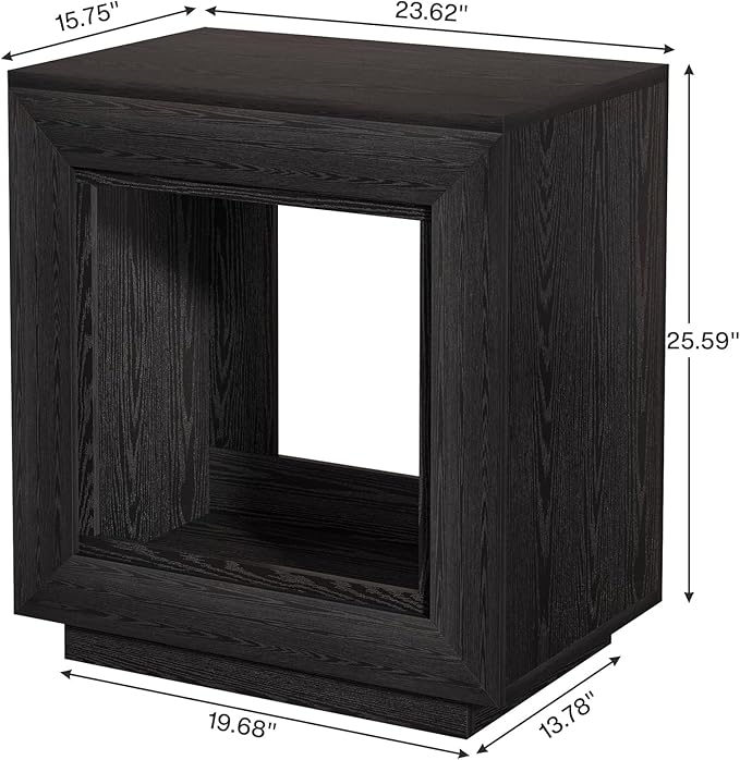 Tribesigns Rustic Brown End Table, 24" Side Table with Storage Shelf, Farmhouse Style Nightstand Bedside Table (2, Black)